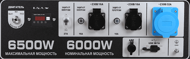 панель управления генератора A6500EA