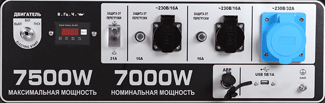 панель управления генератора A7500EA